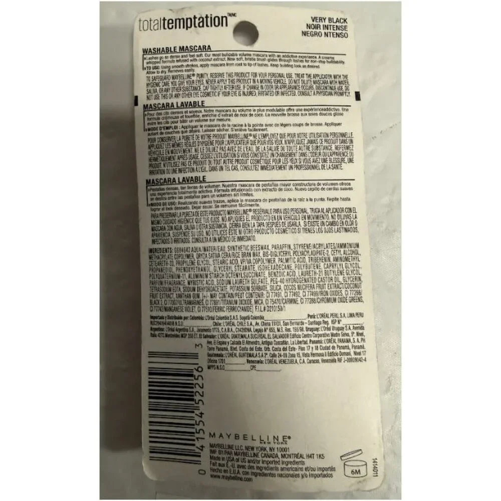 Maybelline Total Temptation Washable Mascara Very Black